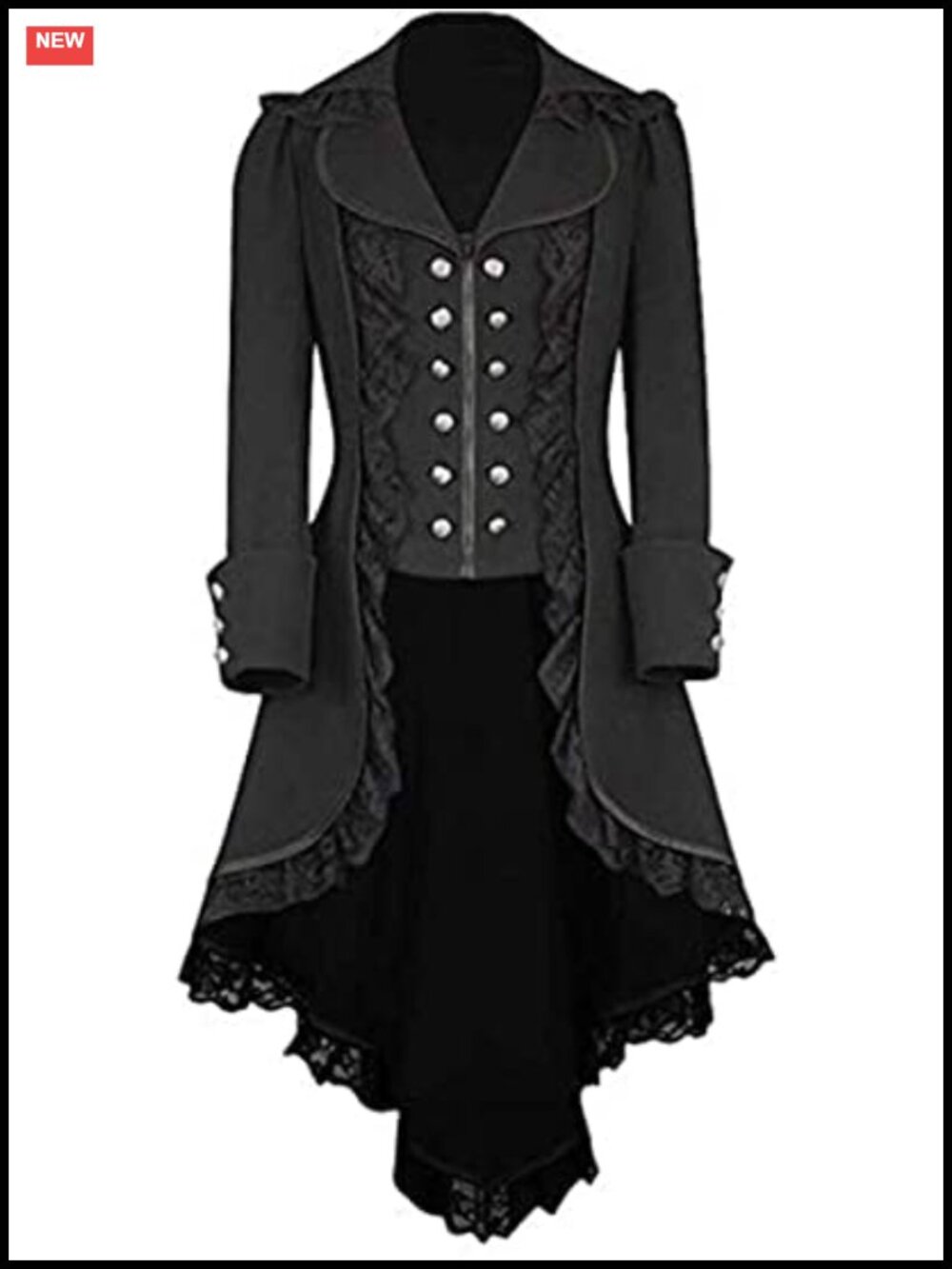 Womens Steampunk Victorian Gothic Tailcoat Costume Cotton Lace Cosplay